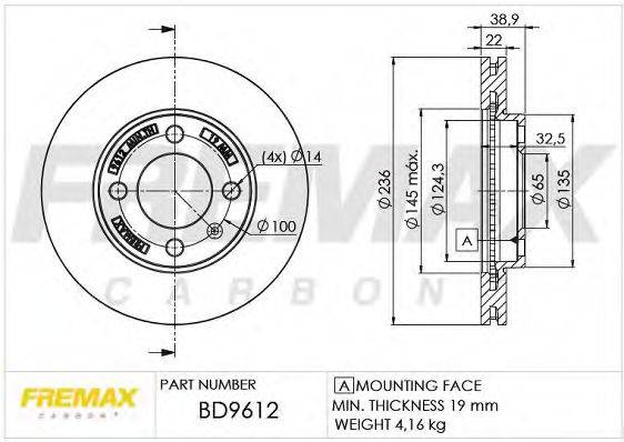 FREMAX BD9612 гальмівний диск