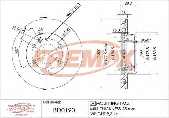 FREMAX BD0190 гальмівний диск