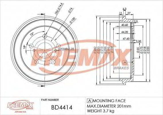 FREMAX BD4414 Гальмівний барабан