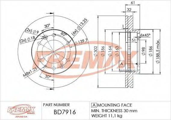 FREMAX BD7916 гальмівний диск