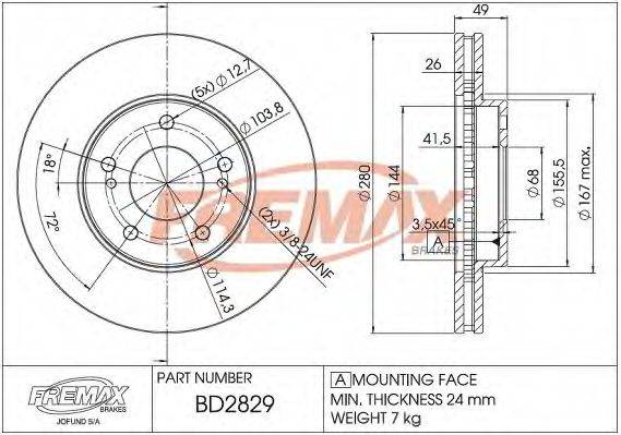 FREMAX BD2829 гальмівний диск