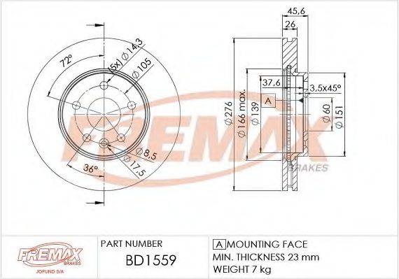 FREMAX BD1559 гальмівний диск