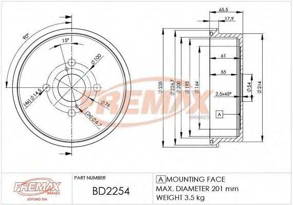 FREMAX BD2254 Гальмівний барабан