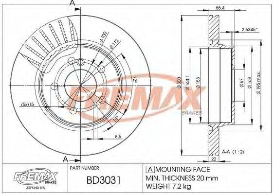 FREMAX BD3031 гальмівний диск