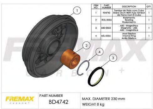 FREMAX BD4742 Гальмівний барабан