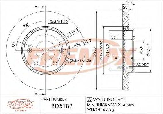 FREMAX BD5182 гальмівний диск