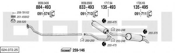 BOSAL 02407225 Система випуску ОГ