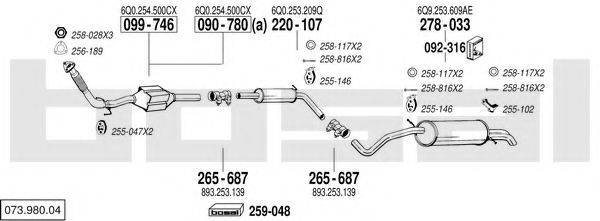 BOSAL 07398004 Система випуску ОГ