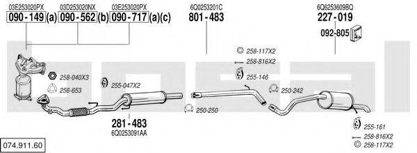 BOSAL 07491160 Система випуску ОГ