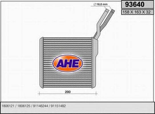 AHE 93640 Теплообмінник, опалення салону