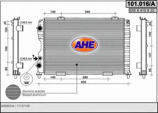 AHE 101016A Радіатор, охолодження двигуна