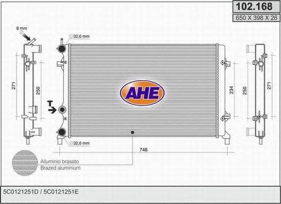 AHE 102168 Радіатор, охолодження двигуна