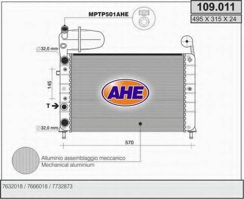 AHE 109011 Радіатор, охолодження двигуна