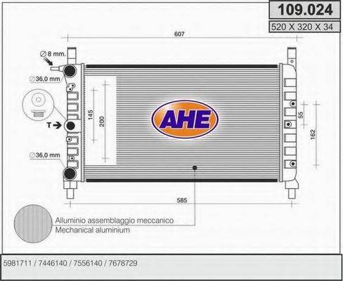 AHE 109024 Радіатор, охолодження двигуна