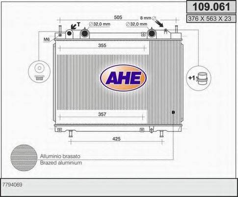 AHE 109061 Радіатор, охолодження двигуна