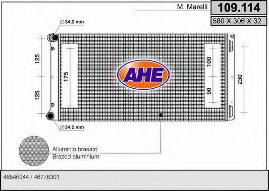 AHE 109114 Радіатор, охолодження двигуна