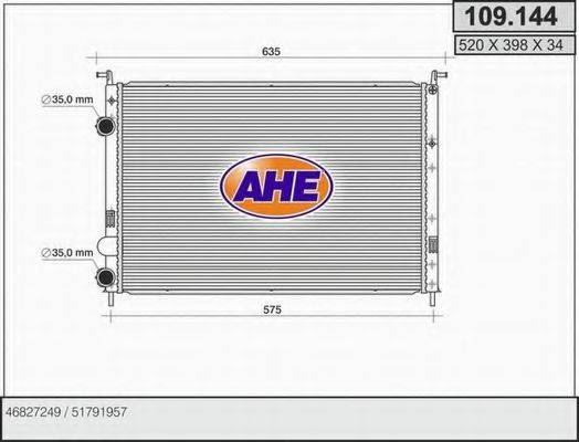 AHE 109144 Радіатор, охолодження двигуна