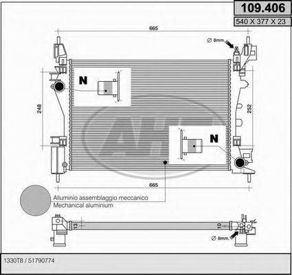 AHE 109406 Радіатор, охолодження двигуна