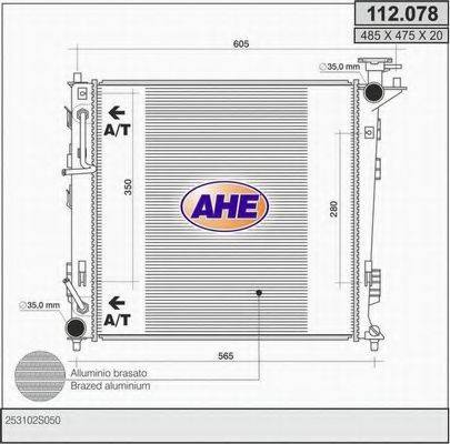 AHE 112078 Радіатор, охолодження двигуна