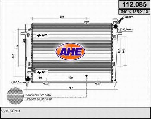 AHE 112085 Радіатор, охолодження двигуна