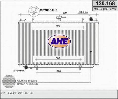 AHE 120168 Радіатор, охолодження двигуна