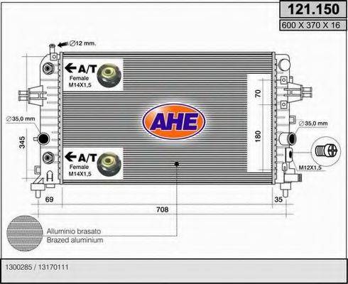 AHE 121150 Радіатор, охолодження двигуна