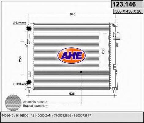 AHE 123146 Радіатор, охолодження двигуна