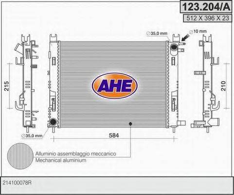 AHE 123204A Радіатор, охолодження двигуна