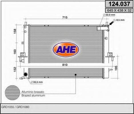 AHE 124037 Радіатор, охолодження двигуна