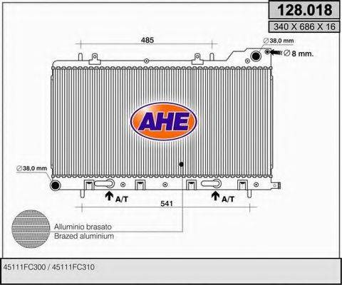 AHE 128018 Радіатор, охолодження двигуна