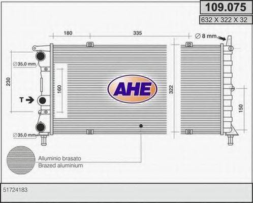 AHE 109075 Радіатор, охолодження двигуна