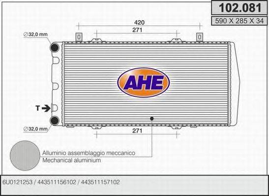 AHE 102081 Радіатор, охолодження двигуна