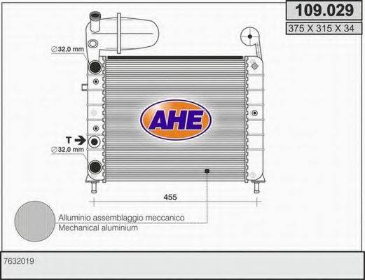 AHE 109029 Радіатор, охолодження двигуна