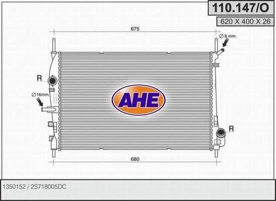 AHE 110147O Радіатор, охолодження двигуна