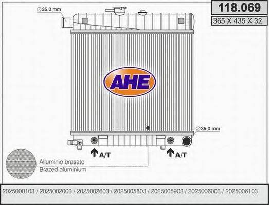 AHE 118069 Радіатор, охолодження двигуна