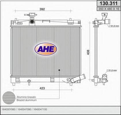 AHE 130311 Радіатор, охолодження двигуна