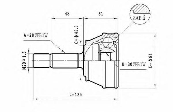 STATIM C304 Шарнірний комплект, приводний вал