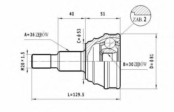 STATIM C349 Шарнірний комплект, приводний вал