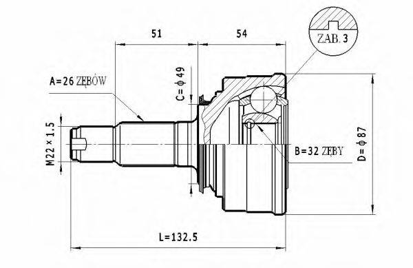 STATIM C447 Шарнірний комплект, приводний вал