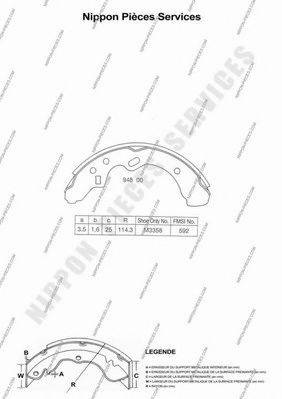 NPS M350A28 Комплект гальмівних колодок