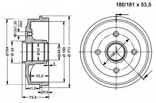 VEMA 800850 Гальмівний барабан