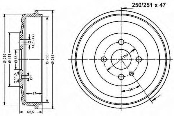 VEMA 800969 Гальмівний барабан