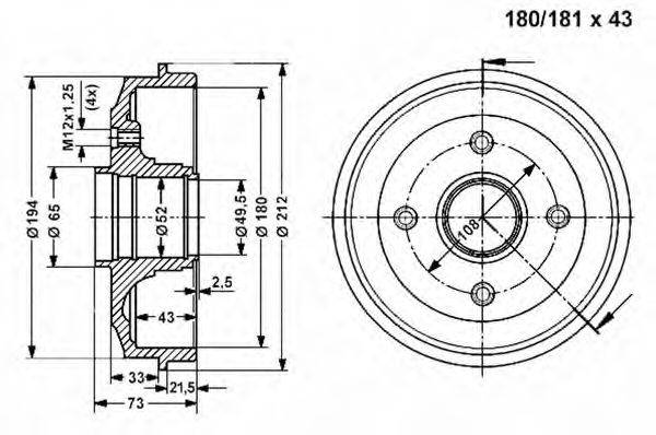 VEMA 800998 Гальмівний барабан