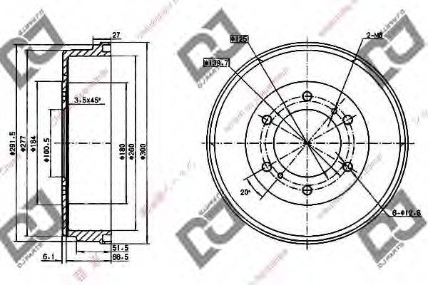 DJ PARTS BR1010 Гальмівний барабан