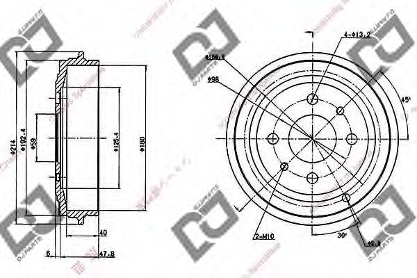 DJ PARTS BR1016 Гальмівний барабан