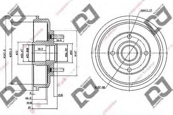 DJ PARTS BR1019 Гальмівний барабан