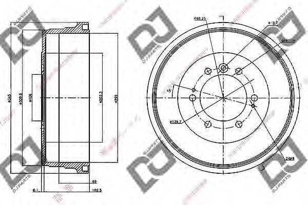 DJ PARTS BR1034 Гальмівний барабан