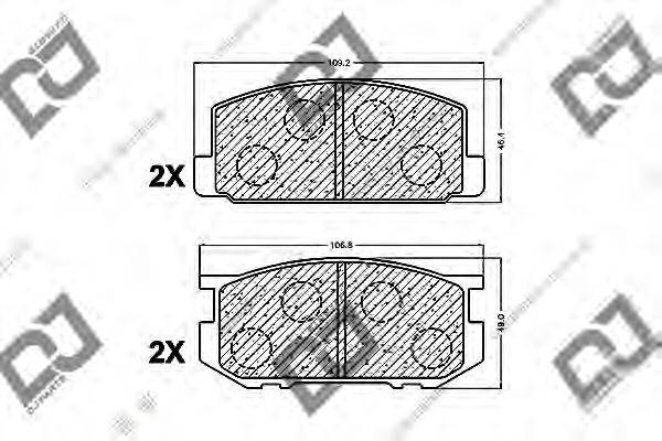 DJ PARTS BP1208 Комплект гальмівних колодок, дискове гальмо