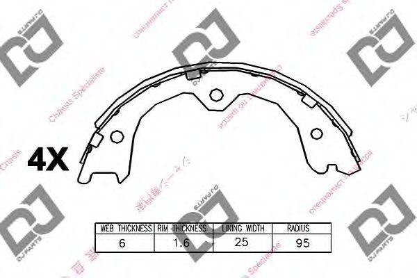 DJ PARTS BS1144 Комплект гальмівних колодок