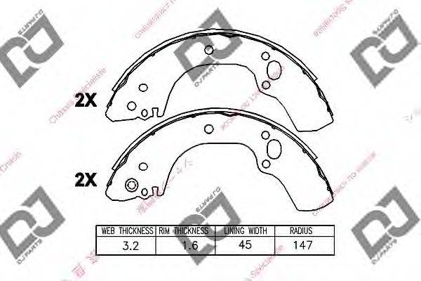 DJ PARTS BS1321 Комплект гальмівних колодок